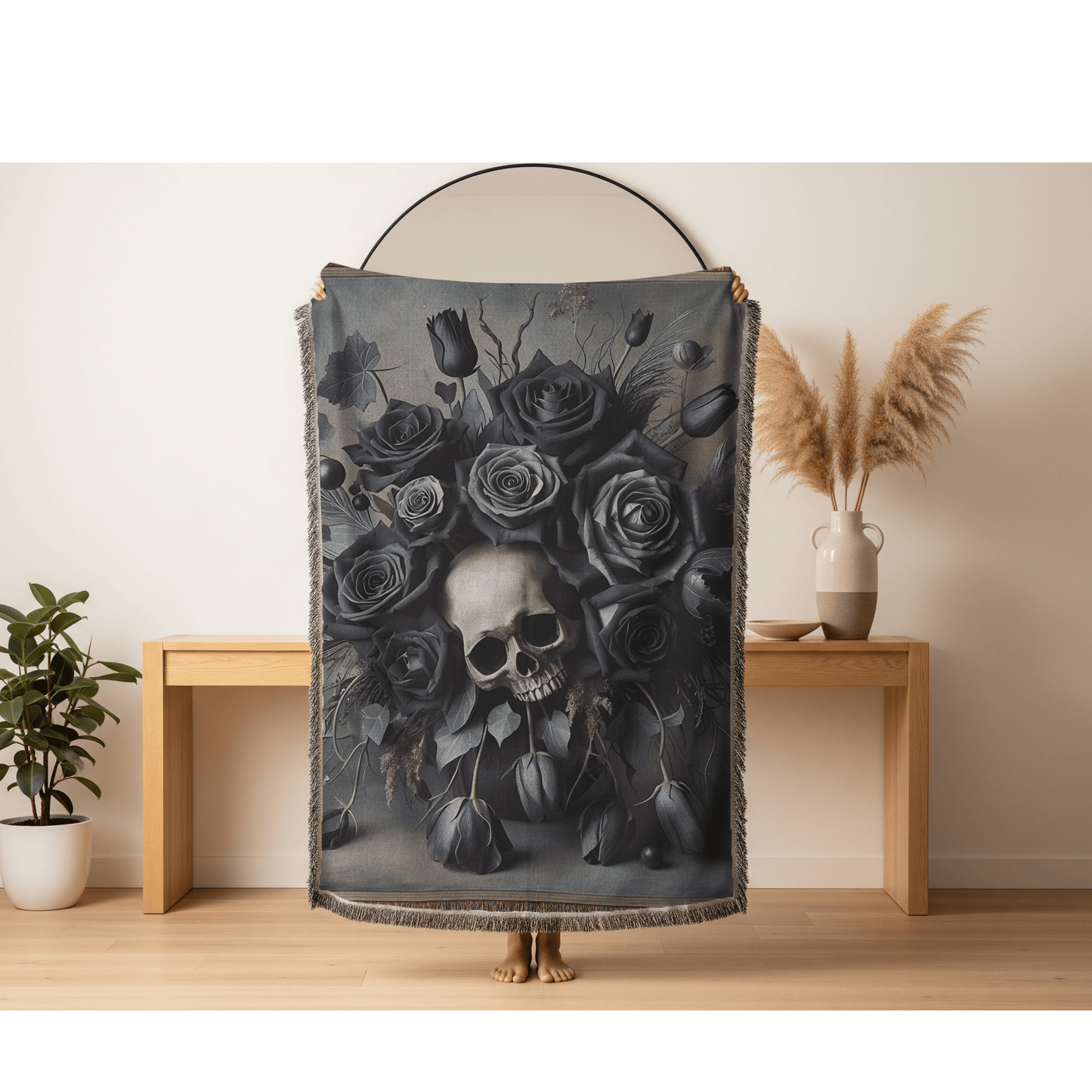 Gothic Bloom - Woven Throw Blanket