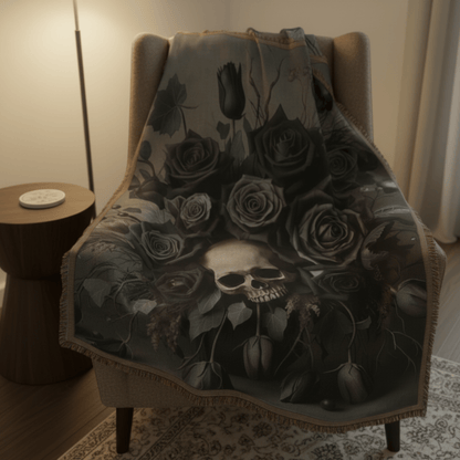 Gothic Bloom - Woven Throw Blanket