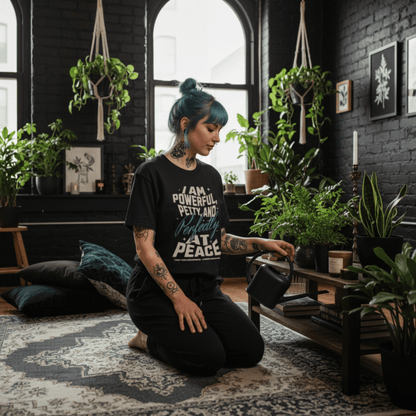 Powerful and Petty - Unisex Jersey Short Sleeve V-Neck Tee - Gothic T-Shirt