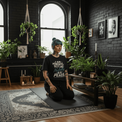 Powerful and Petty - Unisex Jersey Short Sleeve V-Neck Tee - Gothic T-Shirt