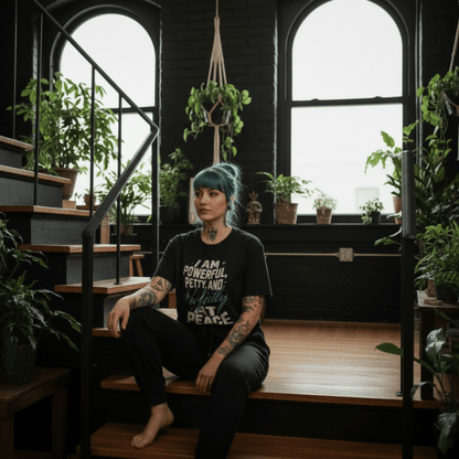 Powerful and Petty - Unisex Jersey Short Sleeve V-Neck Tee - Gothic T-Shirt