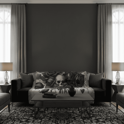 Enchanted Skull Bouquet - Alternative Woven Throw Blanket