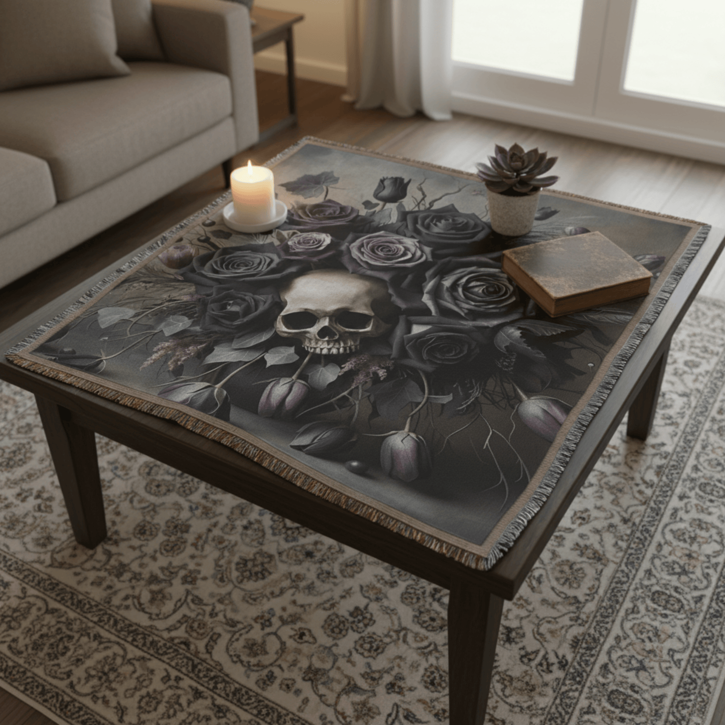 Gothic Bloom - Woven Throw Blanket