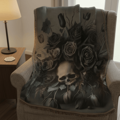 Gothic Bloom - Woven Throw Blanket