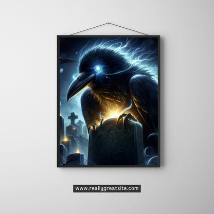Graveyard Sentinel - Framed Matte Canvas Art