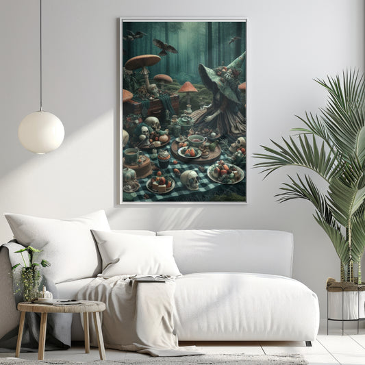 Witch's Woodland Feast - Framed Matte Canvas Print