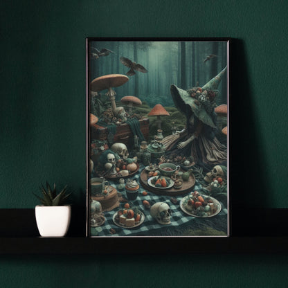 Witch's Woodland Feast - Framed Matte Canvas Print