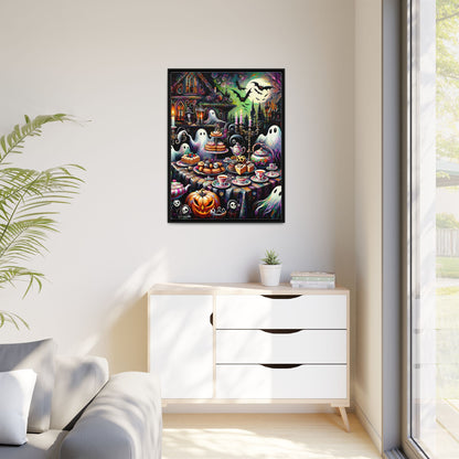 Haunted Tea Party - Gothic Framed Matte Canvas Print