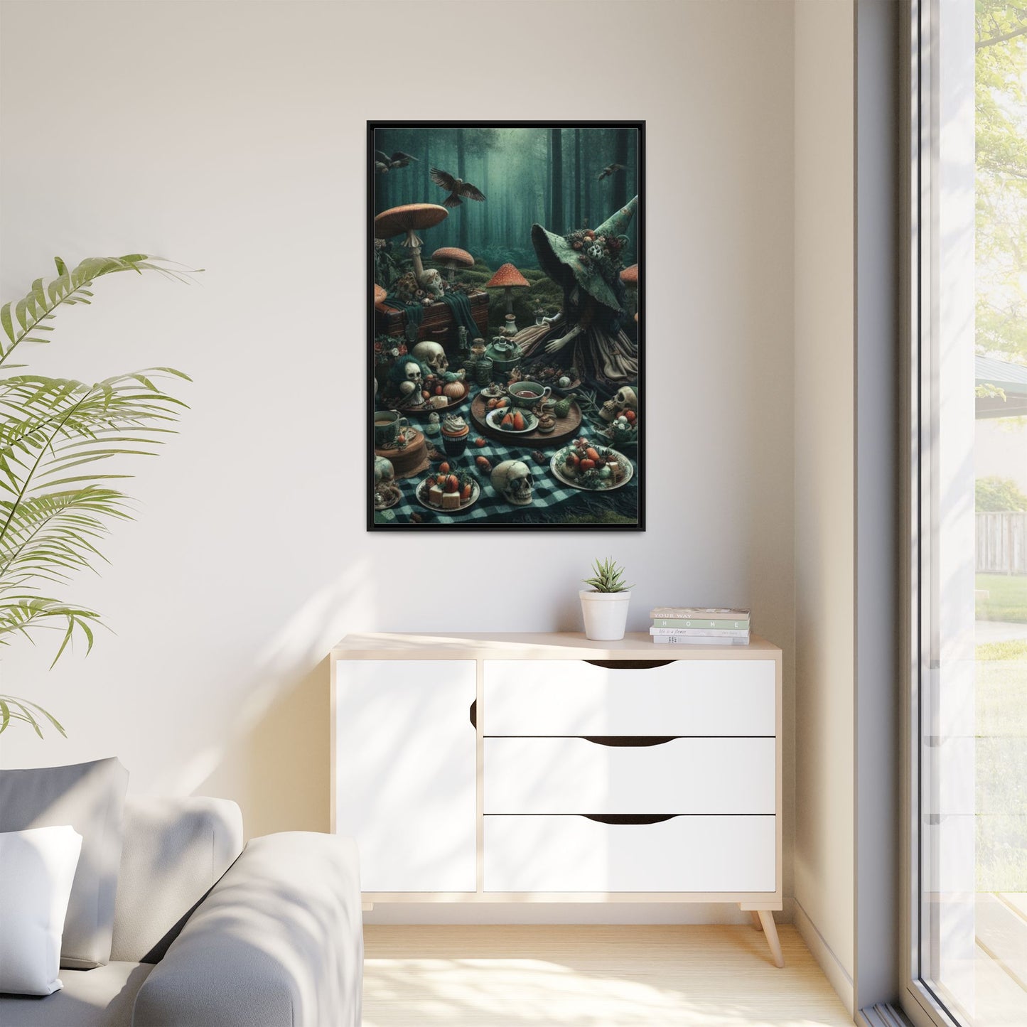 Witch's Woodland Feast - Framed Matte Canvas Print