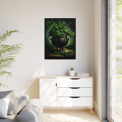 Enchanted Cauldron Garden - Framed Matte Canvas Print