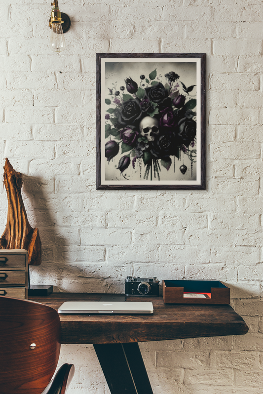 Hexed Blooms - Framed Matte Canvas Print