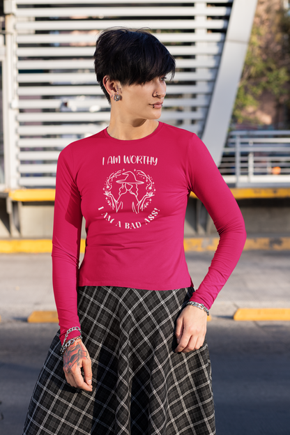 I Am Worthy - Unisex Lightweight Long Sleeve Tee - Positive Affirmation