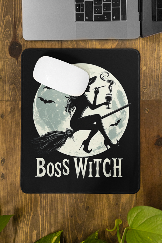 Boss Witch - Black - Gothic-Themed Rubber Based Mouse Pad
