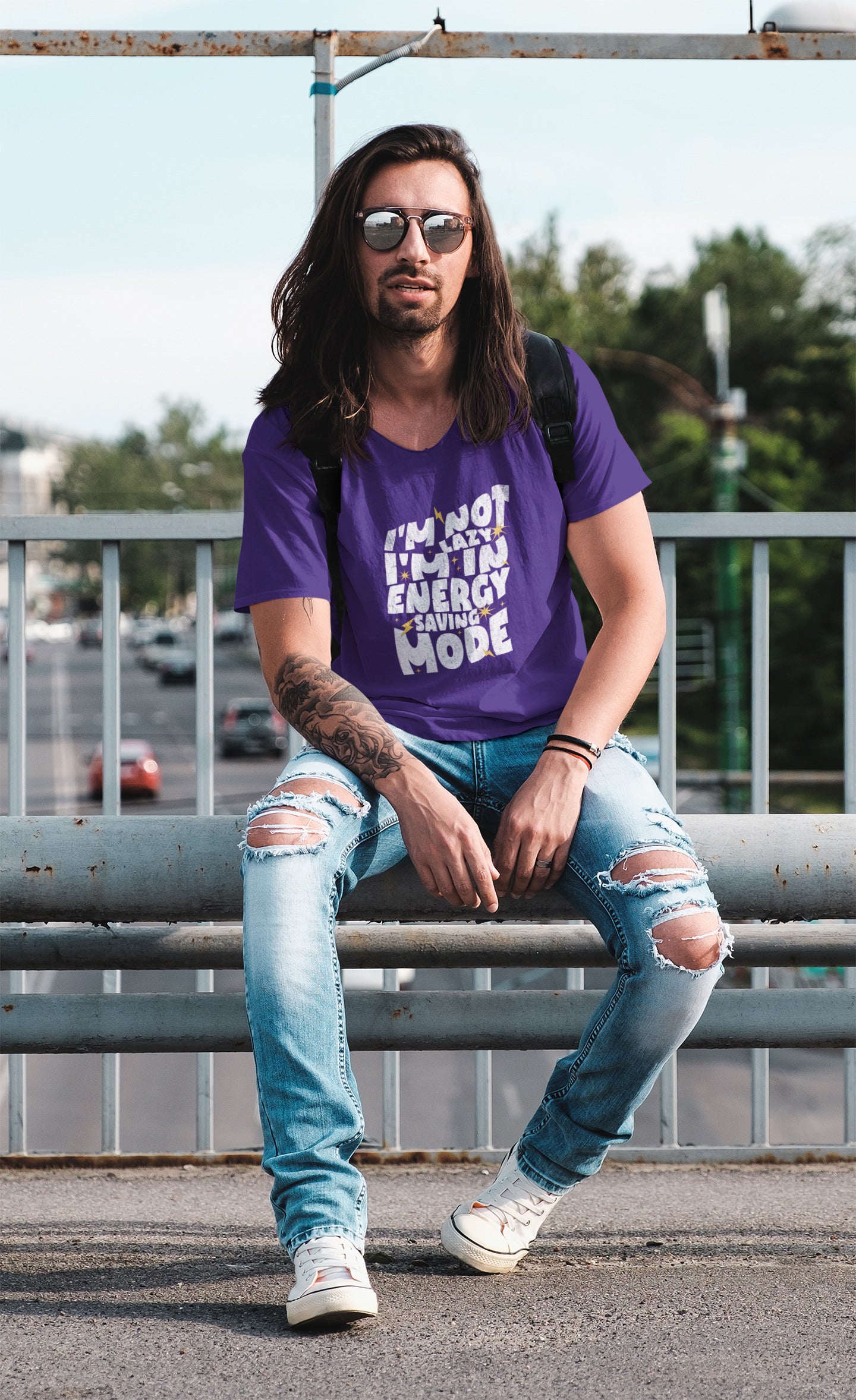 I'm Not Lazy - Unisex Jersey Short Sleeve V-Neck Tee