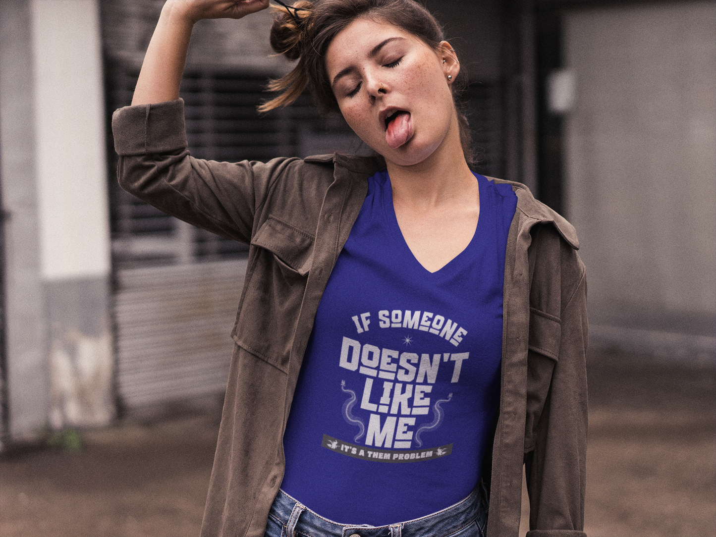 A Them Problem - Unisex Jersey Short Sleeve V-Neck Tee